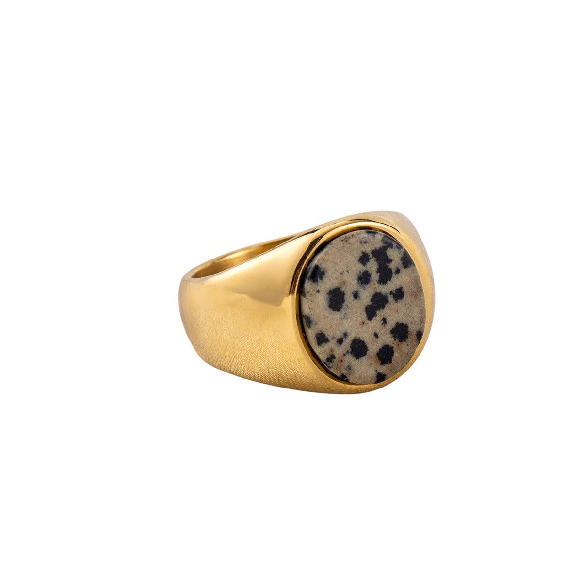 Wholesale Artistic Fashion Titanium Steel 18K Gold Spotted Stone Ring